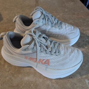 Hoka One One Bondi 8 Wide #1127952-HMLR Running Shoes Gray-white Women Size 8.5D